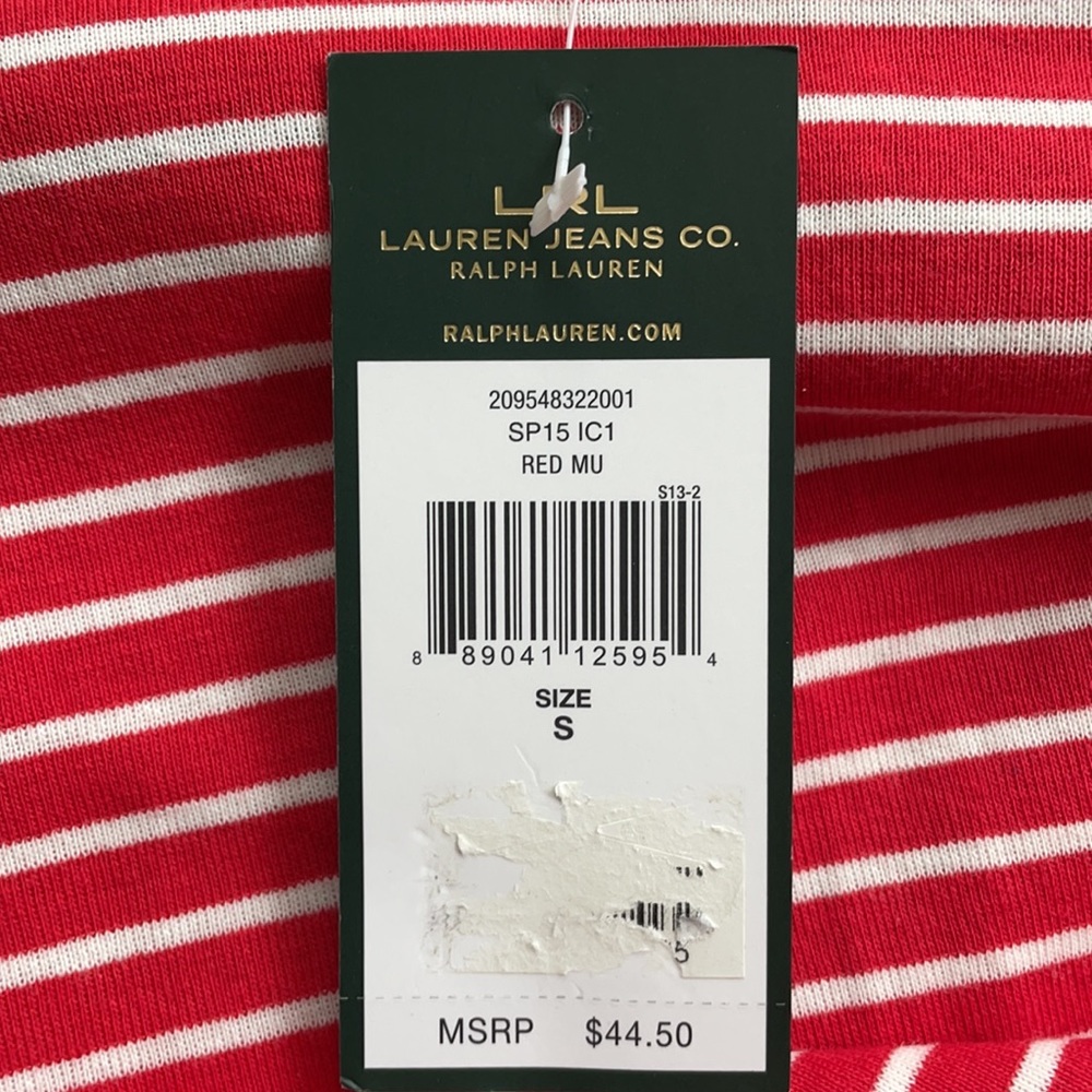 NWT Ralph Lauren women’s long sleeve red with white stripes - Picture 7 of 7